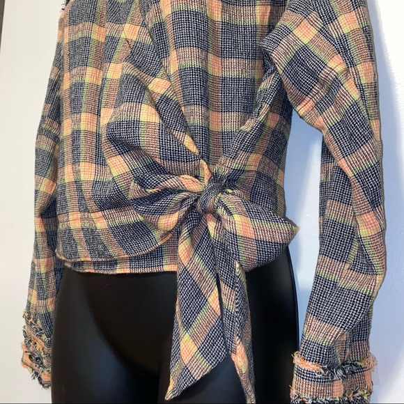 FREE PEOPLE Wrap Blouse Plaid Top SMALL
orange yellow navy white - Picture 6 of 6